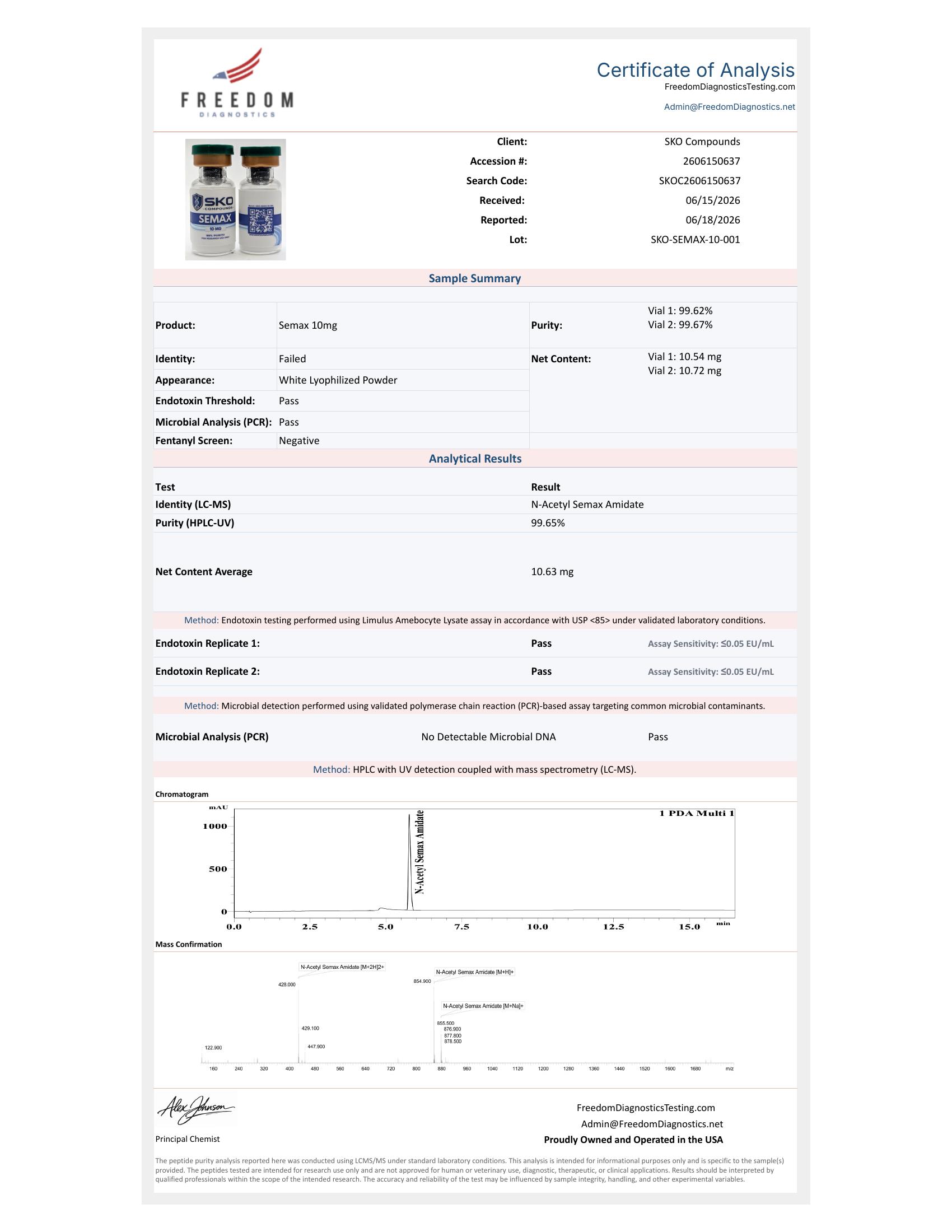 Semax 10MG COA