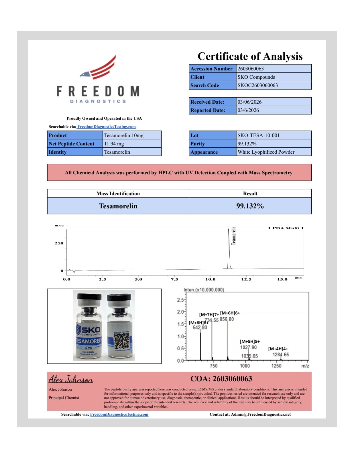 Tesamorelin 10MG archived COA